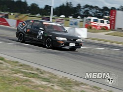 Crossing over the finish line at Ruapuna 